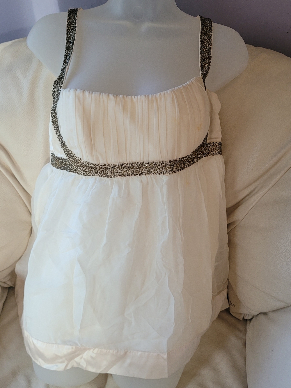 bebe Silk Camisole with Metallic-Trim Straps
